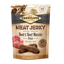 Carnilove Jerky Beef &amp; Oksefilet – 100 G