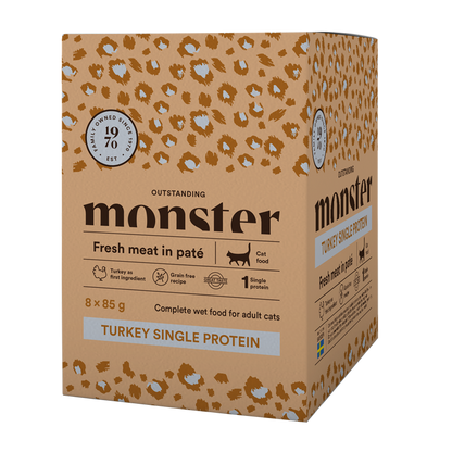 Monster Cat Pouches Voksen Kalkun 85 g (8-pakning)