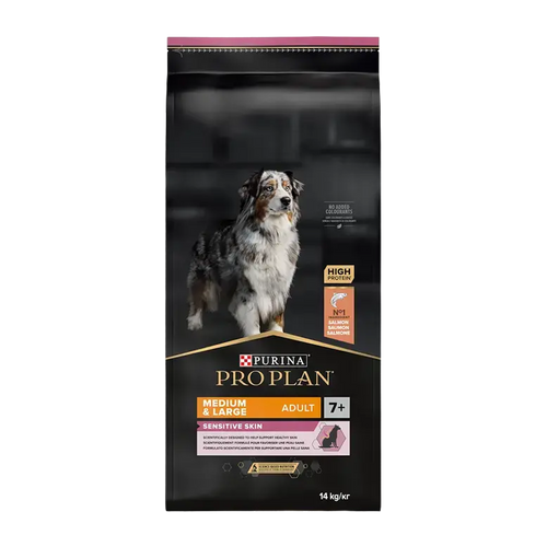 Pro Plan Medium og Stor Voksen 7+ Sensitiv Hud - 1 x 14 KG