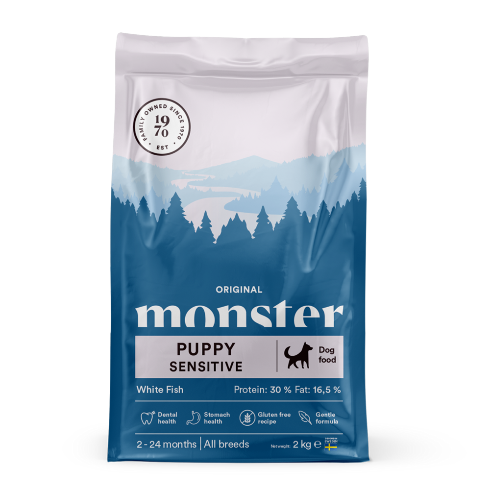 Monster Dog Original Puppy Sens. Hvitfisk - 2 kg