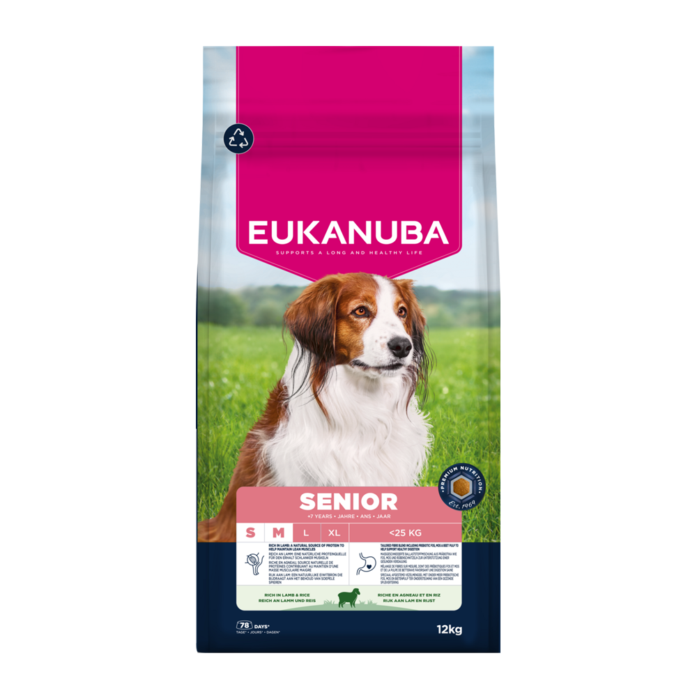 Euk Hundefôr Senior Liten/med Lam og Ris - 12 KG