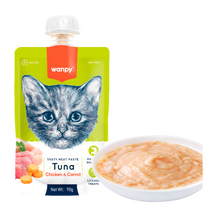 Wanpy Cat Smakfull kjøttpasta - Tunfisk med kylling og gulrot - 90 g