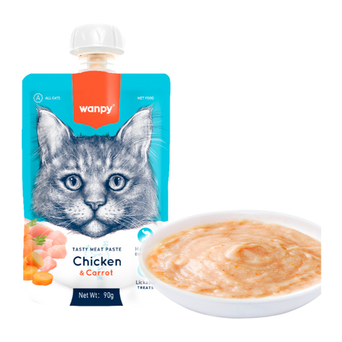Wanpy Cat Smakfull kjøttpasta - Kylling og gulrot - 90 g