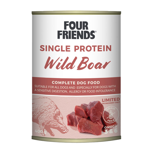 FourFriends Hundemat med villsvin på boks - 400 g
